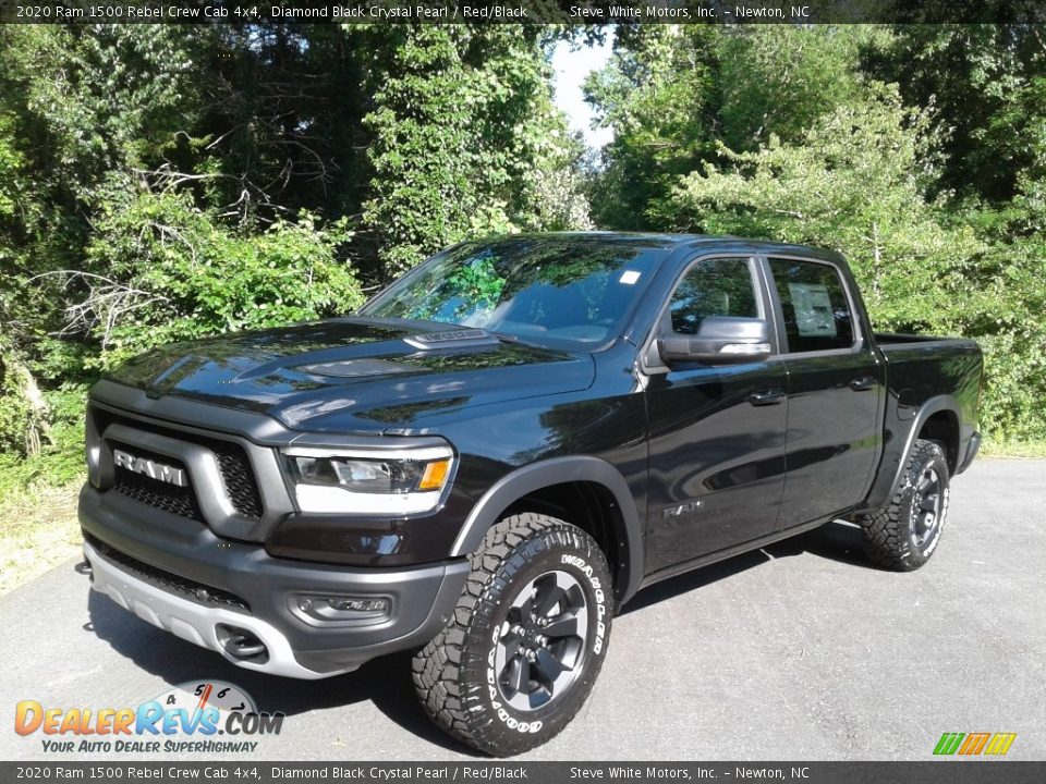 2020 Ram 1500 Rebel Crew Cab 4x4 Diamond Black Crystal Pearl / Red/Black Photo #2