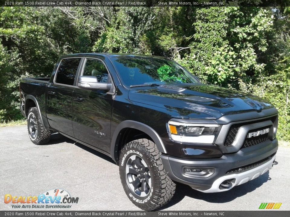 2020 Ram 1500 Rebel Crew Cab 4x4 Diamond Black Crystal Pearl / Red/Black Photo #4