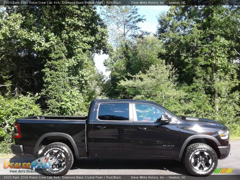 2020 Ram 1500 Rebel Crew Cab 4x4 Diamond Black Crystal Pearl / Red/Black Photo #5