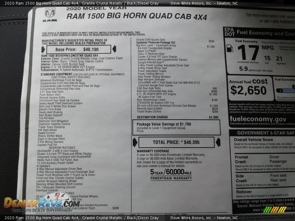 2020 Ram 1500 Big Horn Quad Cab 4x4 Granite Crystal Metallic / Black/Diesel Gray Photo #30