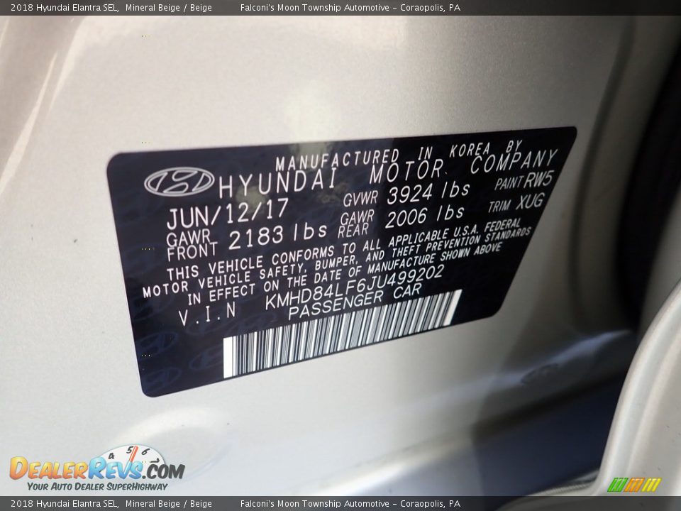 2018 Hyundai Elantra SEL Mineral Beige / Beige Photo #23