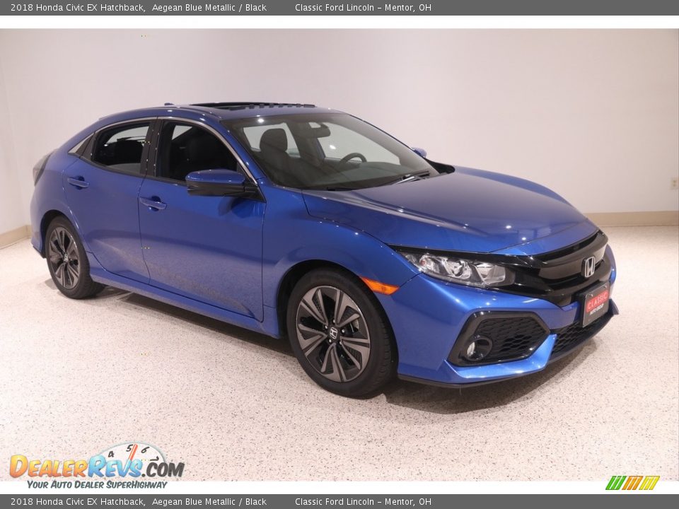 2018 Honda Civic EX Hatchback Aegean Blue Metallic / Black Photo #1