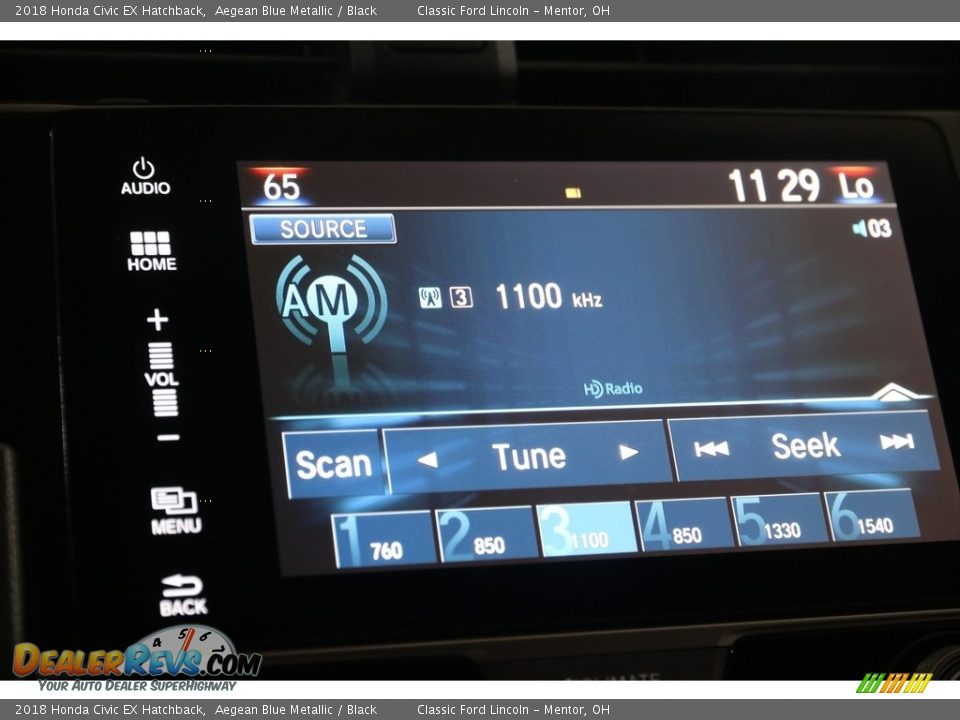 2018 Honda Civic EX Hatchback Aegean Blue Metallic / Black Photo #11