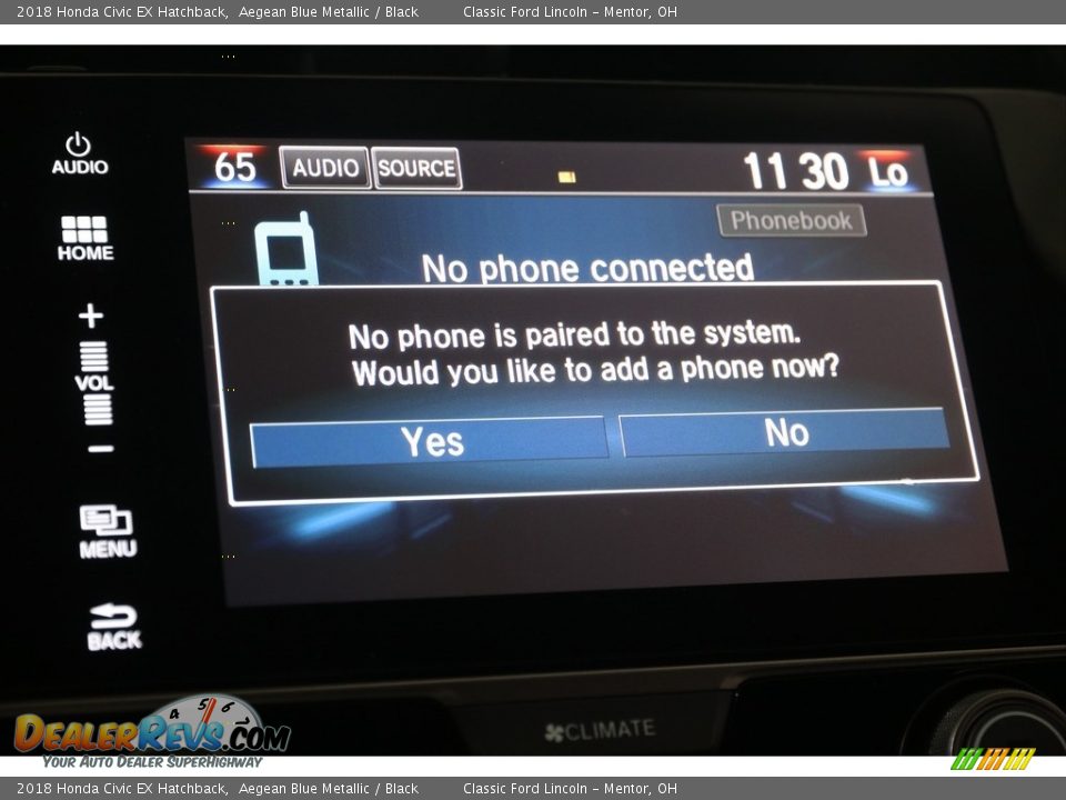 2018 Honda Civic EX Hatchback Aegean Blue Metallic / Black Photo #14