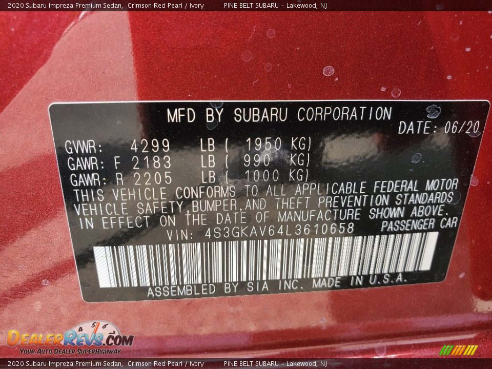 2020 Subaru Impreza Premium Sedan Crimson Red Pearl / Ivory Photo #13