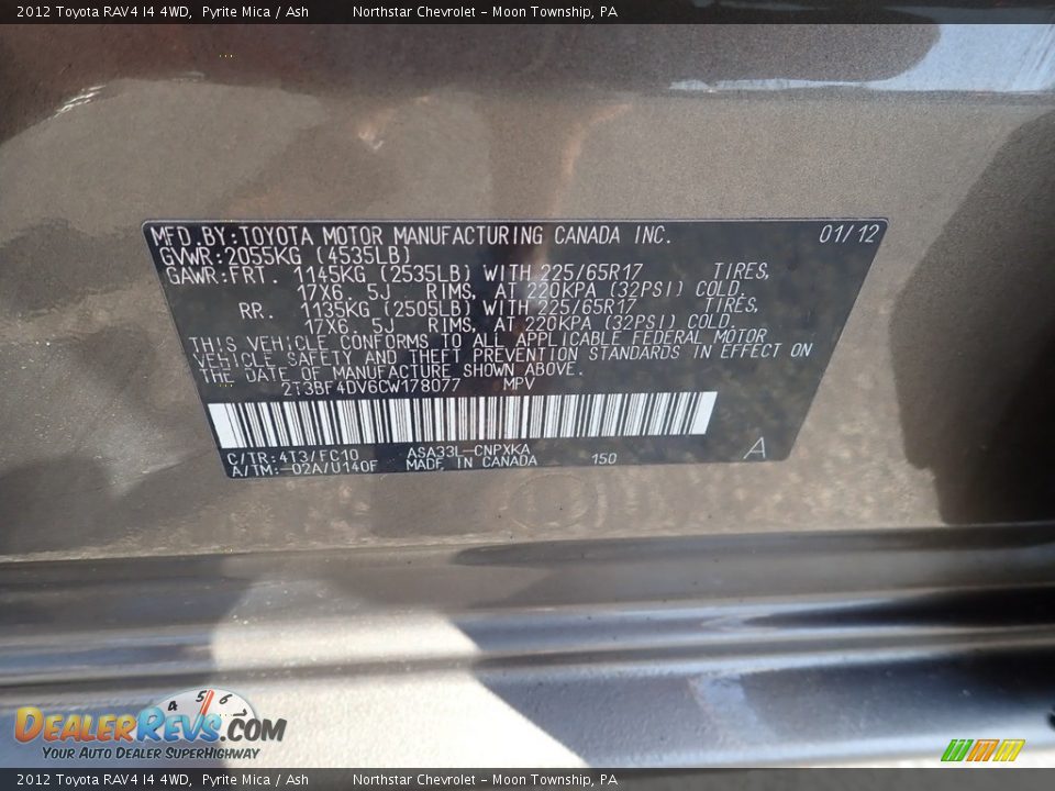 2012 Toyota RAV4 I4 4WD Pyrite Mica / Ash Photo #29
