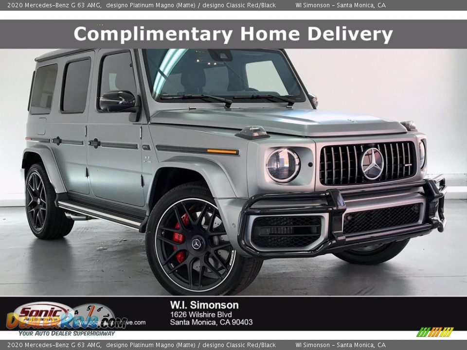 2020 Mercedes-Benz G 63 AMG designo Platinum Magno (Matte) / designo Classic Red/Black Photo #1