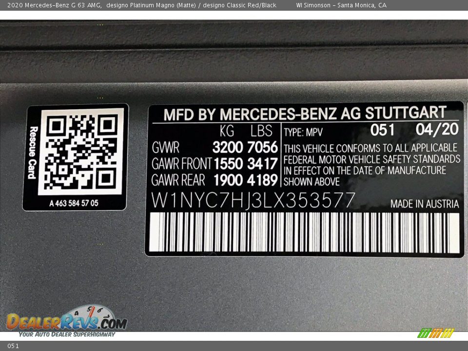 Mercedes-Benz Color Code 051 designo Platinum Magno (Matte)