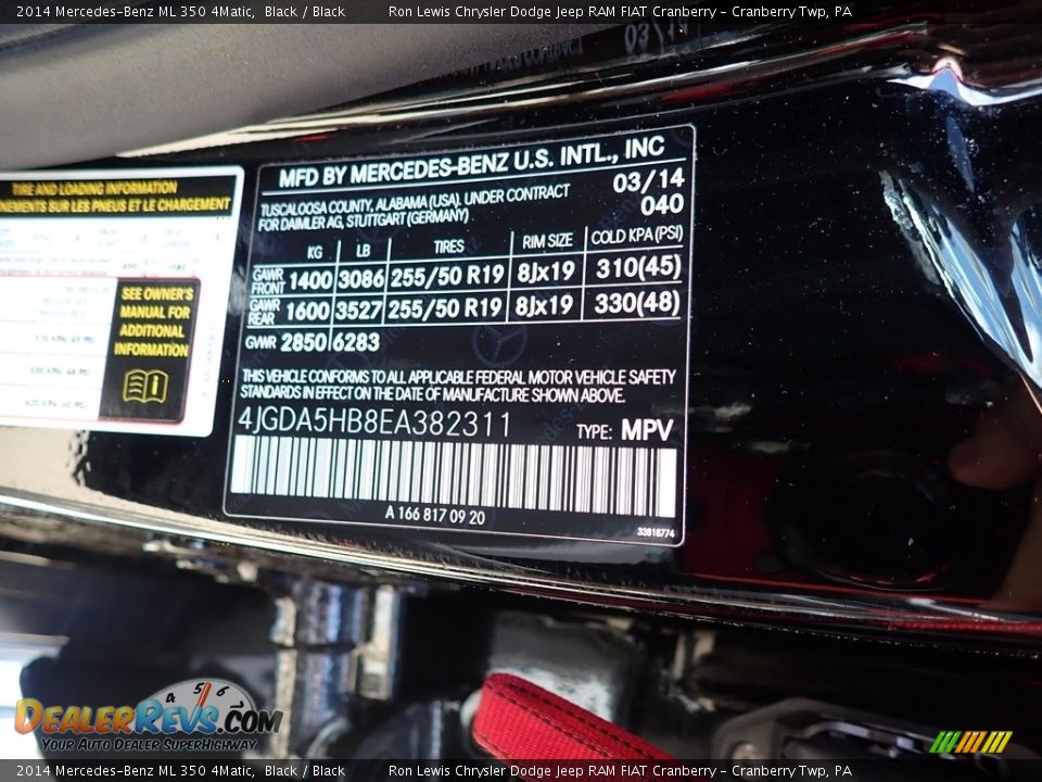 2014 Mercedes-Benz ML 350 4Matic Black / Black Photo #15