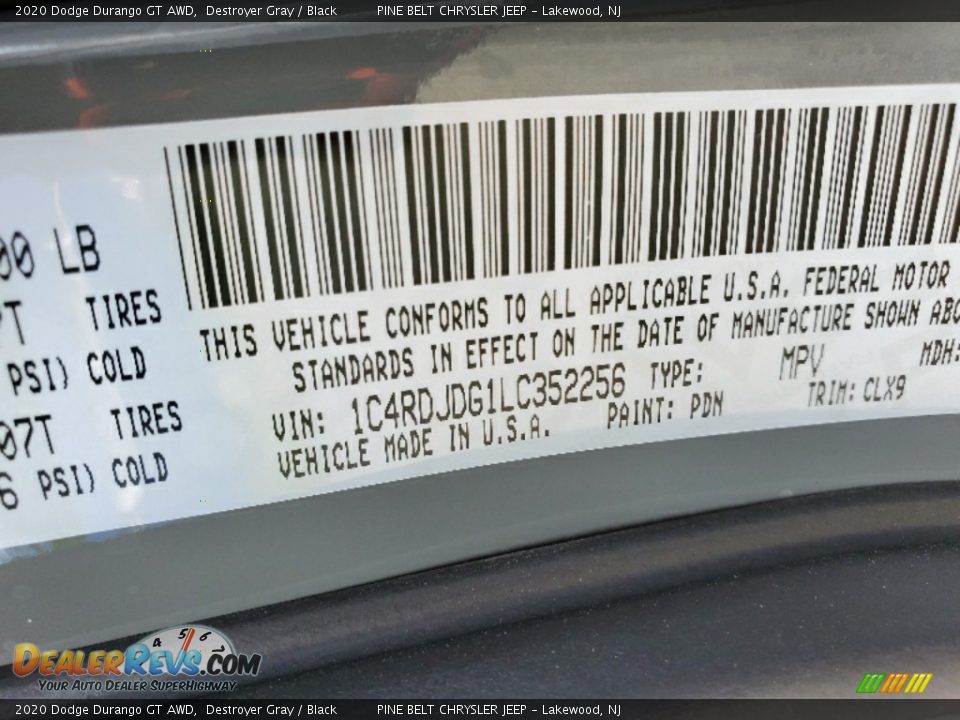 2020 Dodge Durango GT AWD Destroyer Gray / Black Photo #14