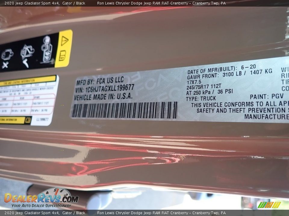 2020 Jeep Gladiator Sport 4x4 Gator / Black Photo #16