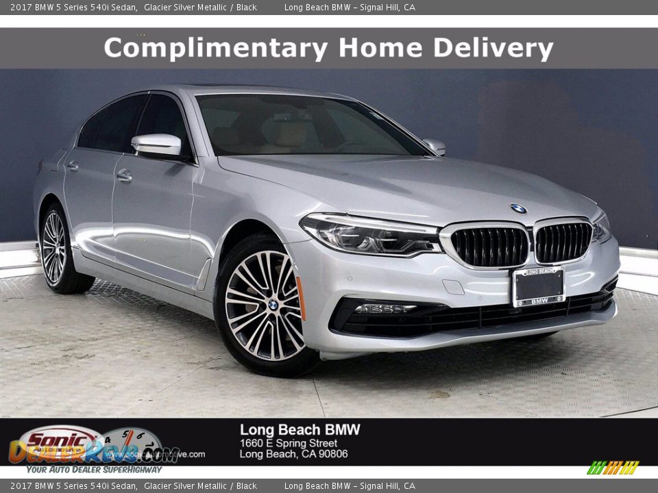 2017 BMW 5 Series 540i Sedan Glacier Silver Metallic / Black Photo #1