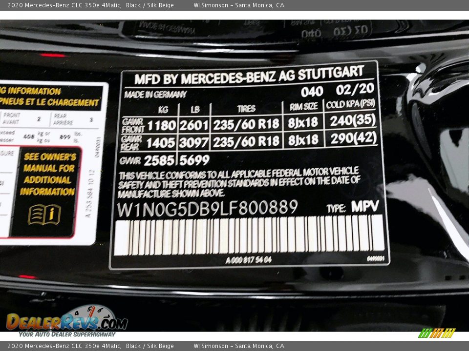 2020 Mercedes-Benz GLC 350e 4Matic Black / Silk Beige Photo #11