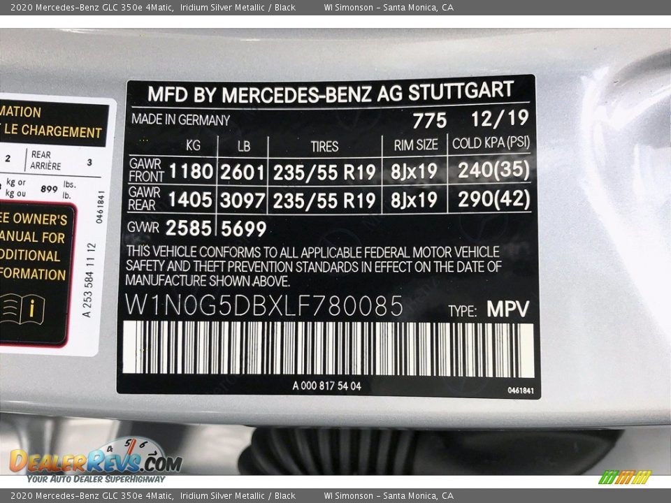2020 Mercedes-Benz GLC 350e 4Matic Iridium Silver Metallic / Black Photo #12