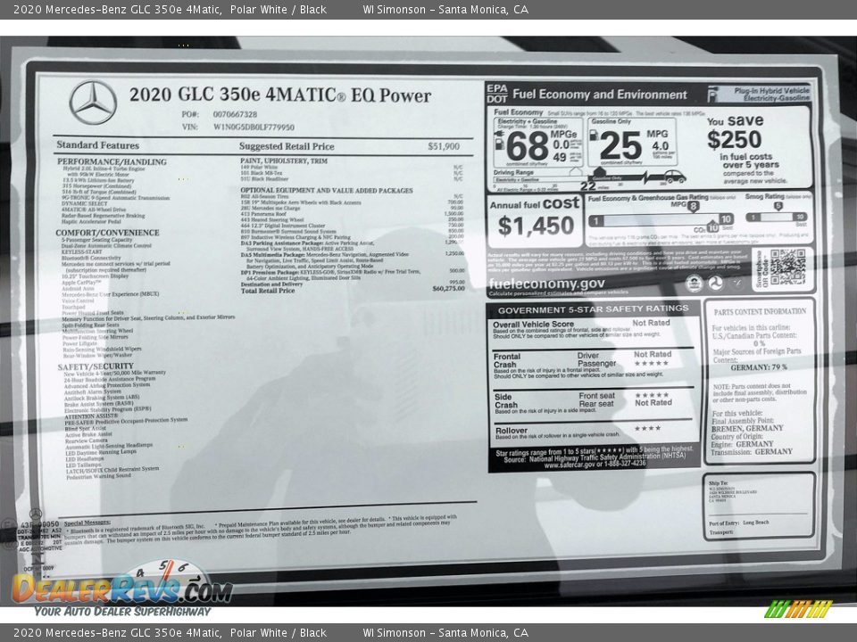 2020 Mercedes-Benz GLC 350e 4Matic Polar White / Black Photo #10