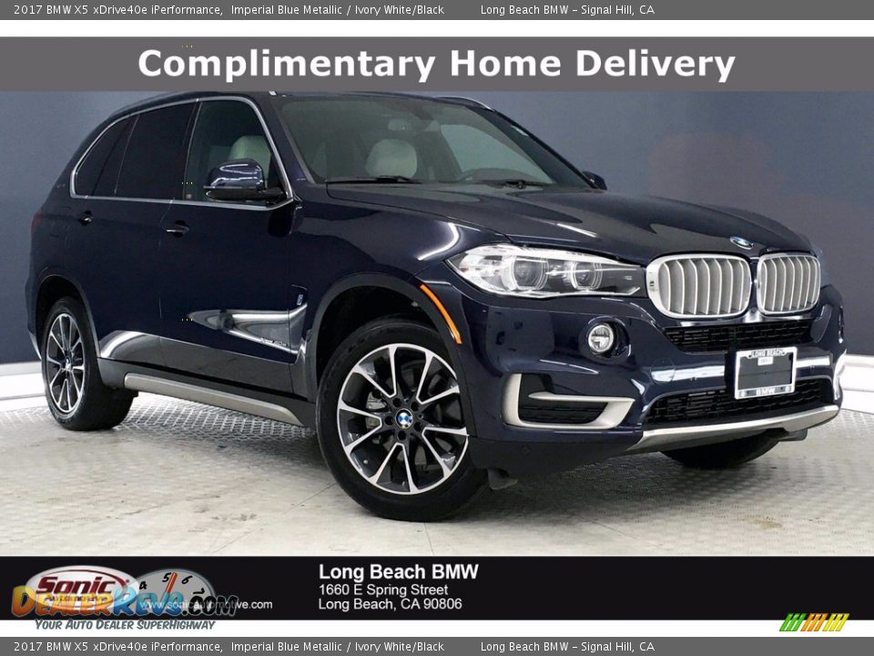 2017 BMW X5 xDrive40e iPerformance Imperial Blue Metallic / Ivory White/Black Photo #1