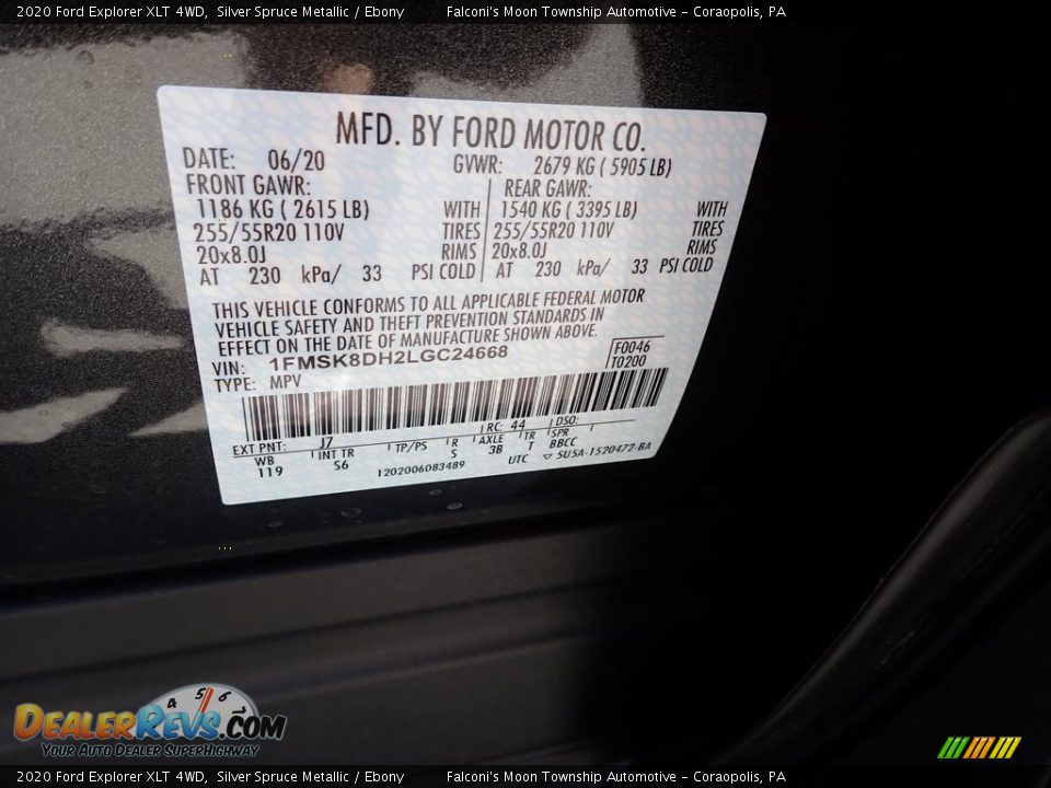 2020 Ford Explorer XLT 4WD Silver Spruce Metallic / Ebony Photo #12