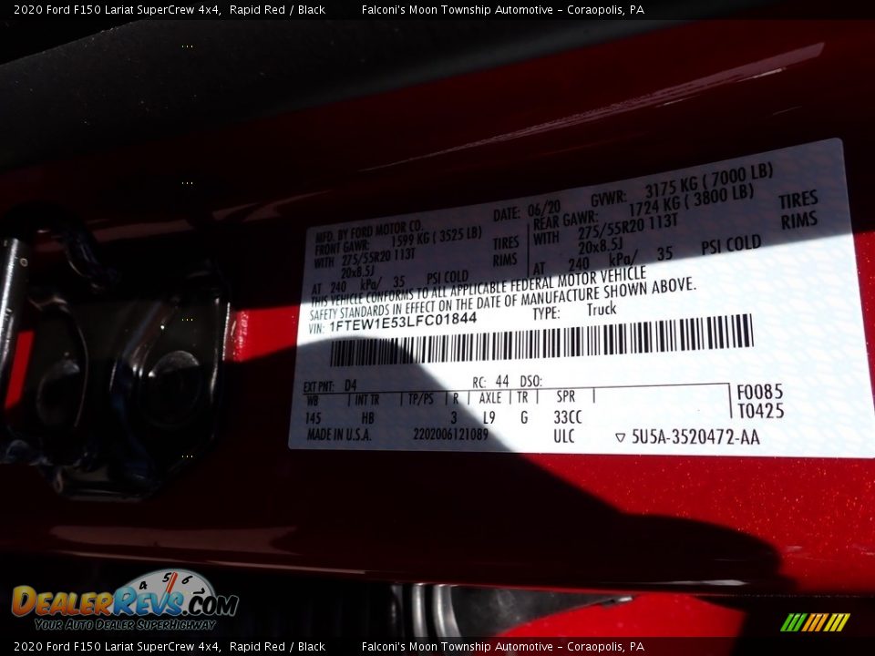 2020 Ford F150 Lariat SuperCrew 4x4 Rapid Red / Black Photo #12