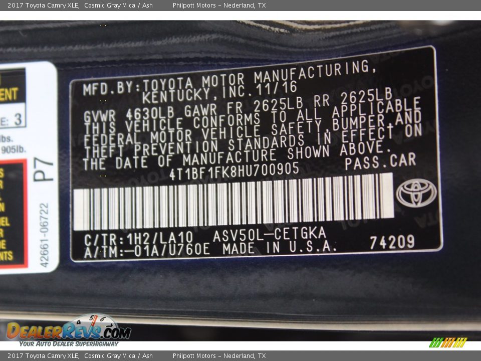 2017 Toyota Camry XLE Cosmic Gray Mica / Ash Photo #29