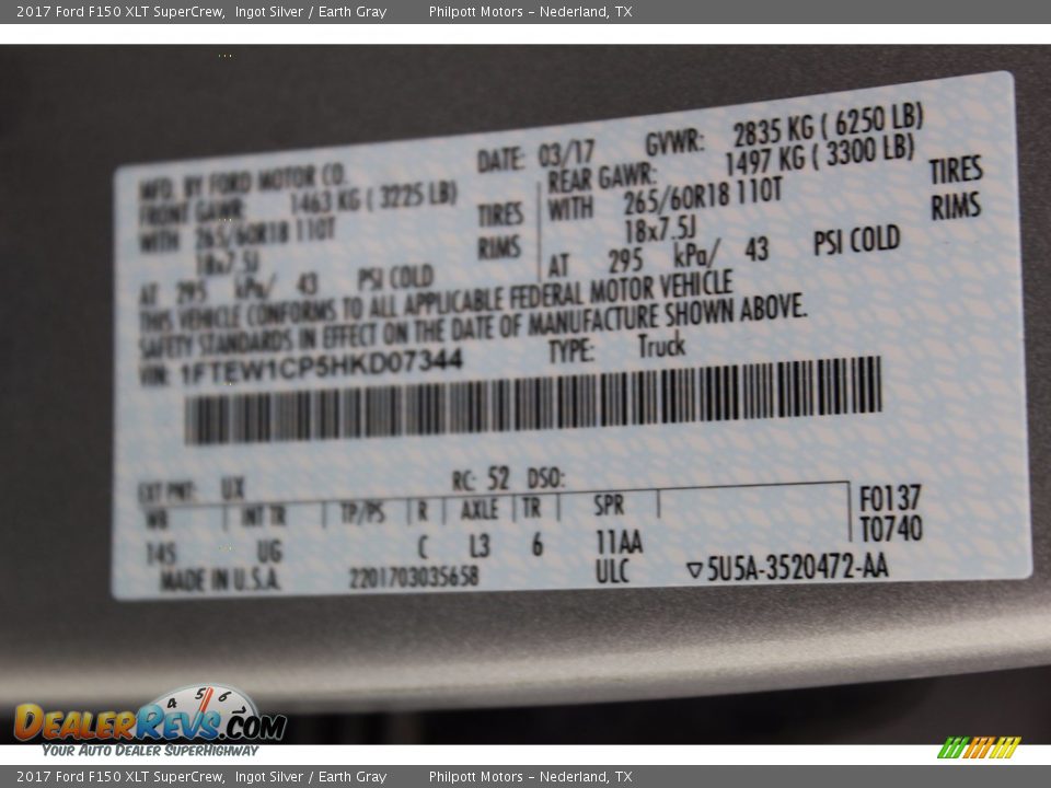 2017 Ford F150 XLT SuperCrew Ingot Silver / Earth Gray Photo #31