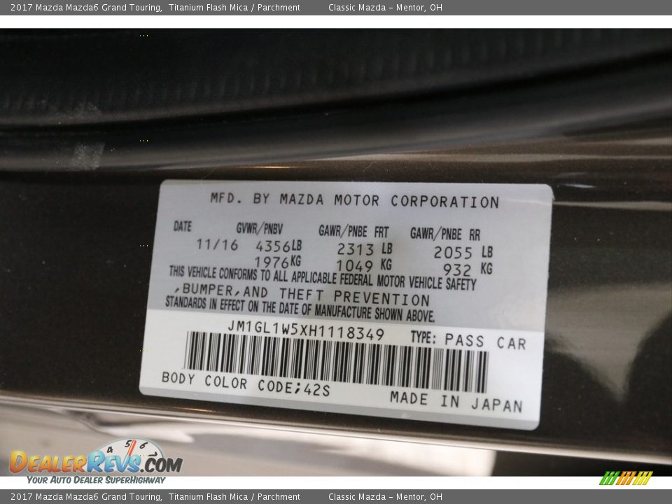 2017 Mazda Mazda6 Grand Touring Titanium Flash Mica / Parchment Photo #21