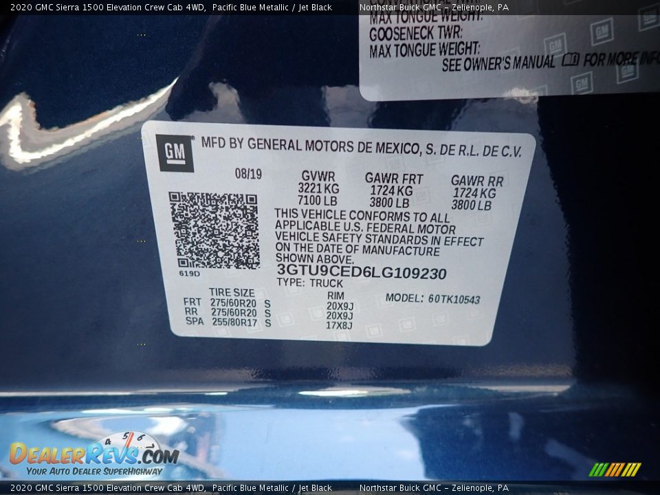2020 GMC Sierra 1500 Elevation Crew Cab 4WD Pacific Blue Metallic / Jet Black Photo #16