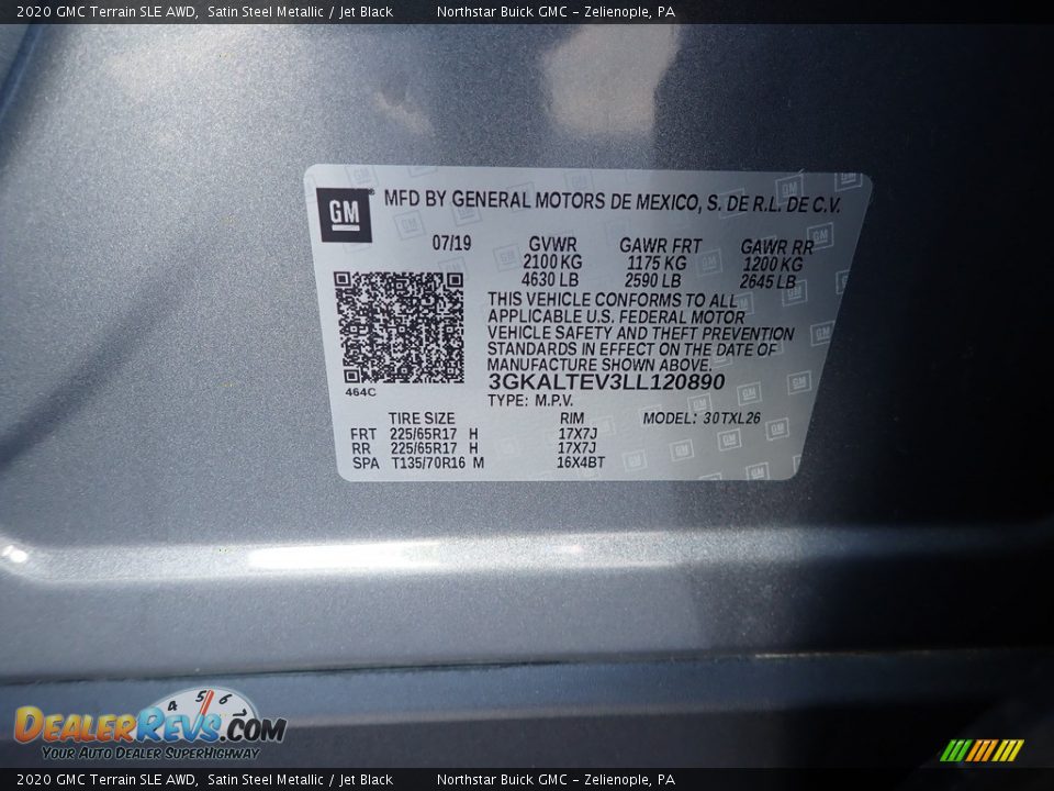 2020 GMC Terrain SLE AWD Satin Steel Metallic / Jet Black Photo #15