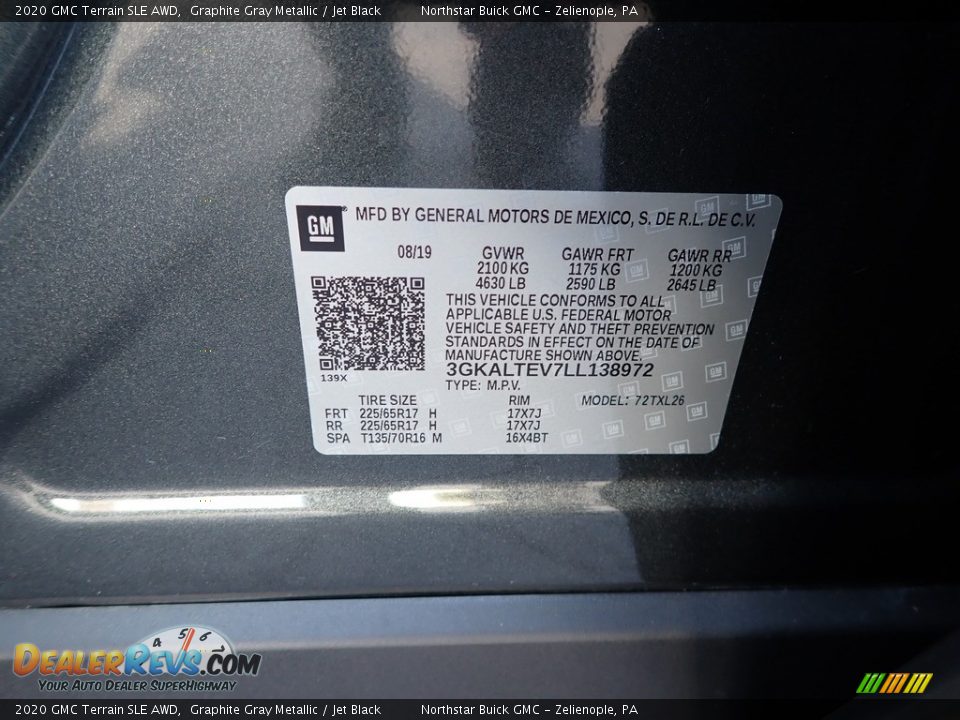 2020 GMC Terrain SLE AWD Graphite Gray Metallic / Jet Black Photo #15