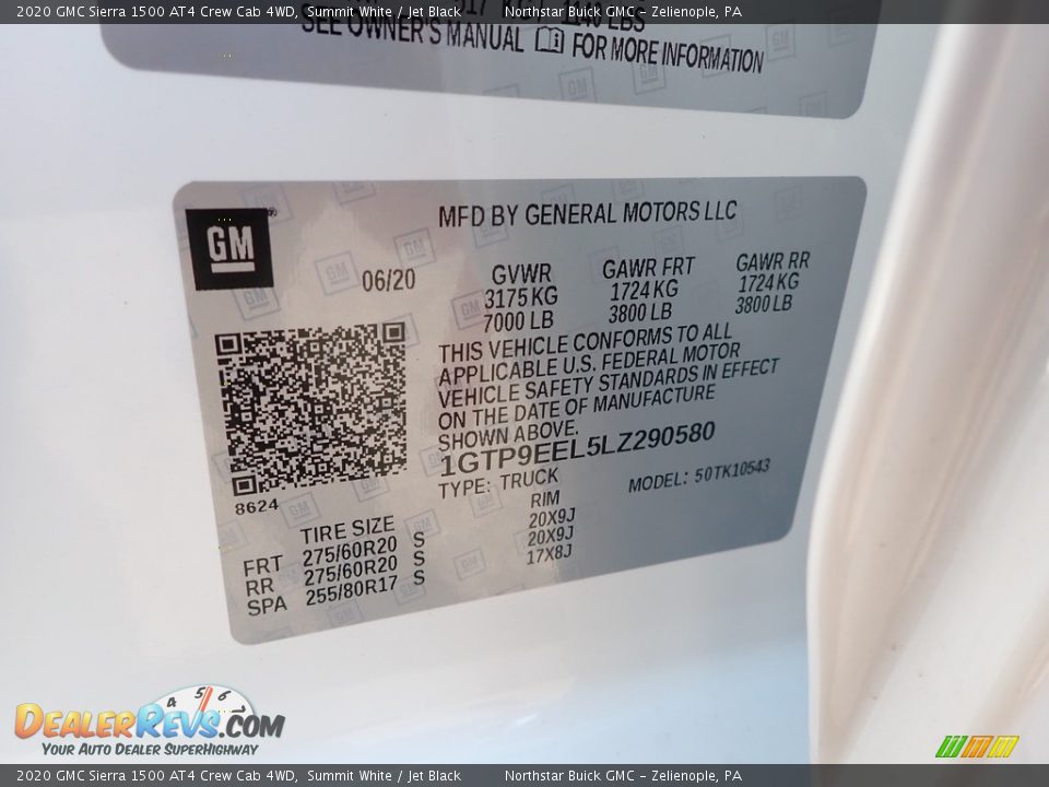 2020 GMC Sierra 1500 AT4 Crew Cab 4WD Summit White / Jet Black Photo #10