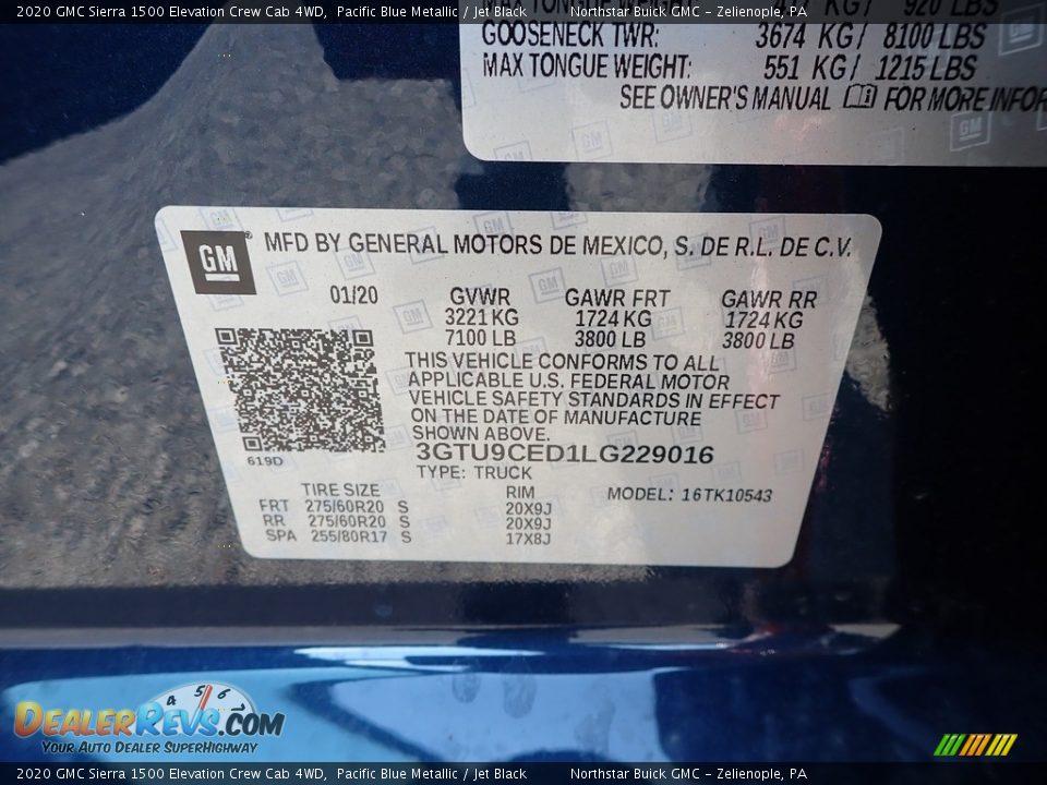 2020 GMC Sierra 1500 Elevation Crew Cab 4WD Pacific Blue Metallic / Jet Black Photo #10