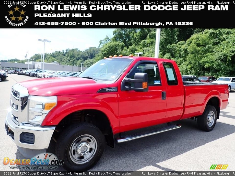 2011 Ford F250 Super Duty XLT SuperCab 4x4 Vermillion Red / Black Two Tone Leather Photo #1