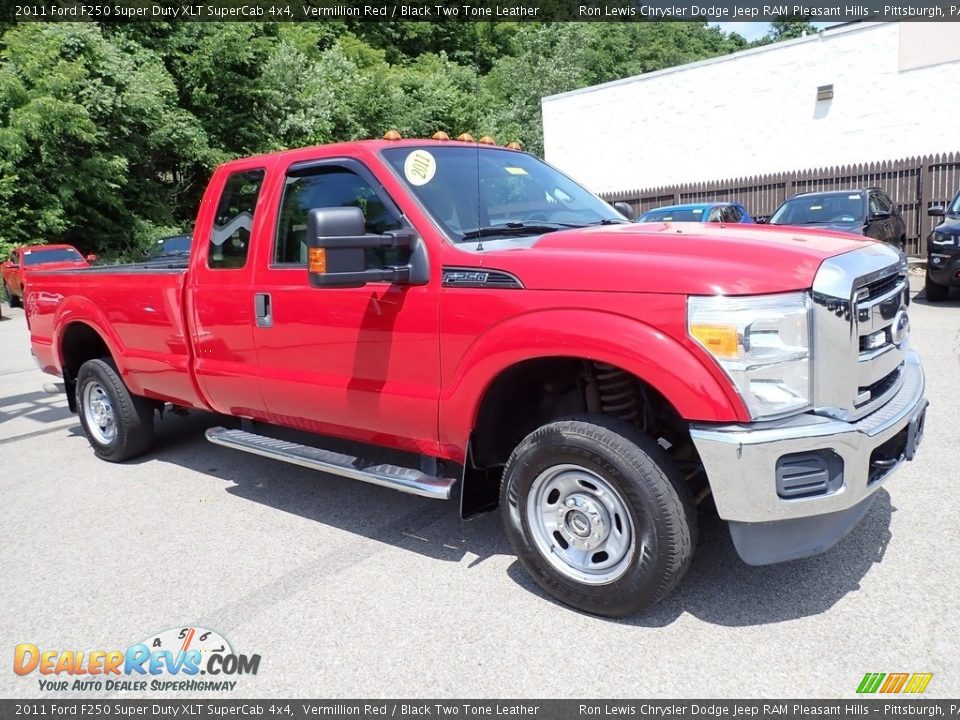 2011 Ford F250 Super Duty XLT SuperCab 4x4 Vermillion Red / Black Two Tone Leather Photo #8