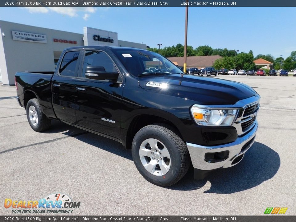 2020 Ram 1500 Big Horn Quad Cab 4x4 Diamond Black Crystal Pearl / Black/Diesel Gray Photo #2