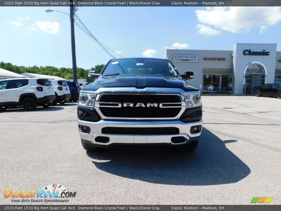 2020 Ram 1500 Big Horn Quad Cab 4x4 Diamond Black Crystal Pearl / Black/Diesel Gray Photo #3