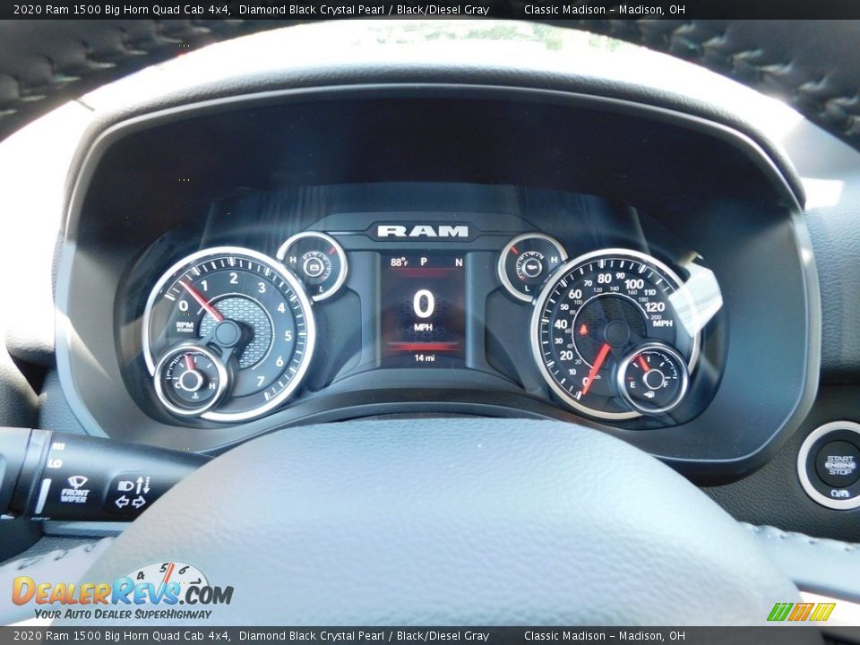 2020 Ram 1500 Big Horn Quad Cab 4x4 Diamond Black Crystal Pearl / Black/Diesel Gray Photo #9