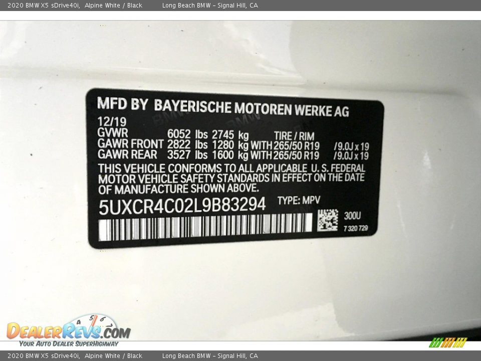 2020 BMW X5 sDrive40i Alpine White / Black Photo #11