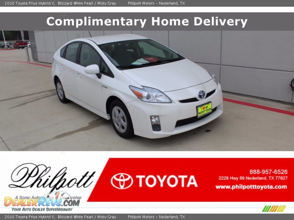 2010 Toyota Prius Hybrid V Blizzard White Pearl / Misty Gray Photo #1