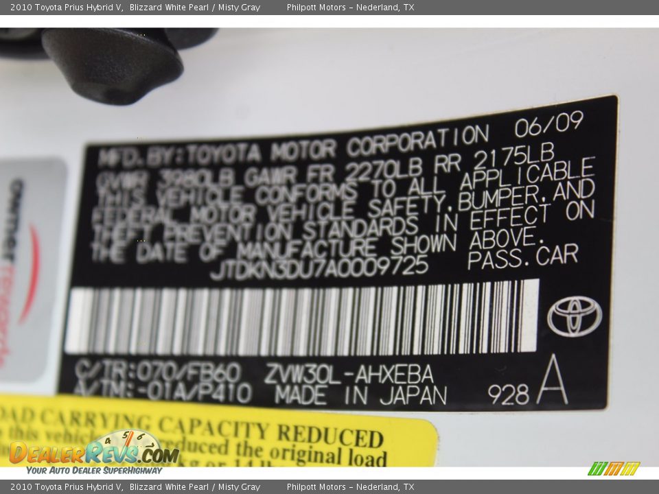 2010 Toyota Prius Hybrid V Blizzard White Pearl / Misty Gray Photo #26