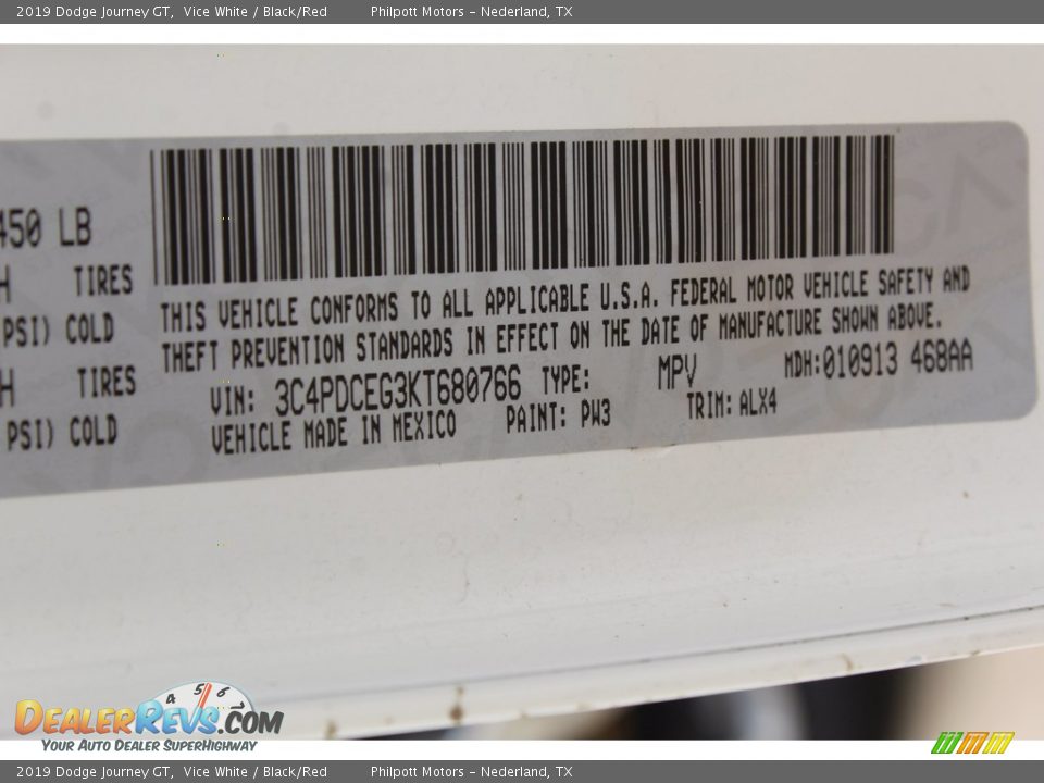 2019 Dodge Journey GT Vice White / Black/Red Photo #32