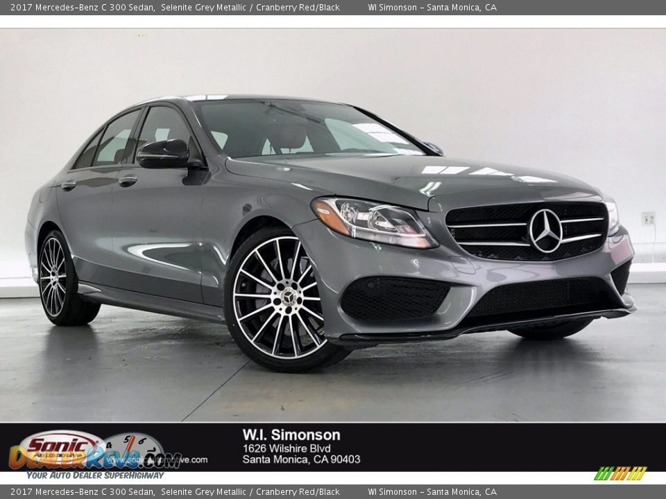 2017 Mercedes-Benz C 300 Sedan Selenite Grey Metallic / Cranberry Red/Black Photo #1