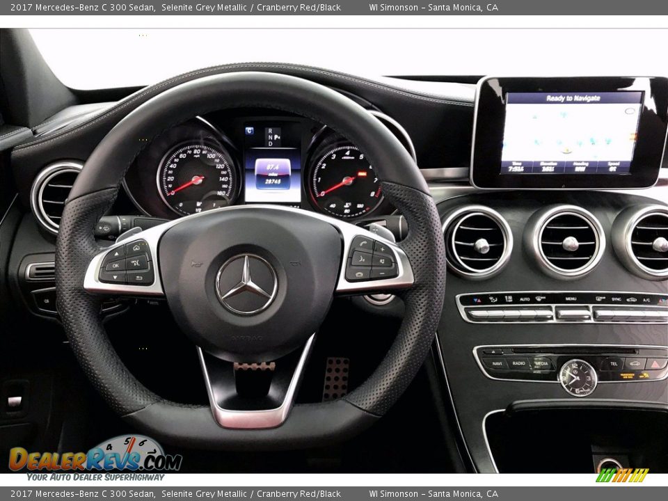 2017 Mercedes-Benz C 300 Sedan Selenite Grey Metallic / Cranberry Red/Black Photo #4