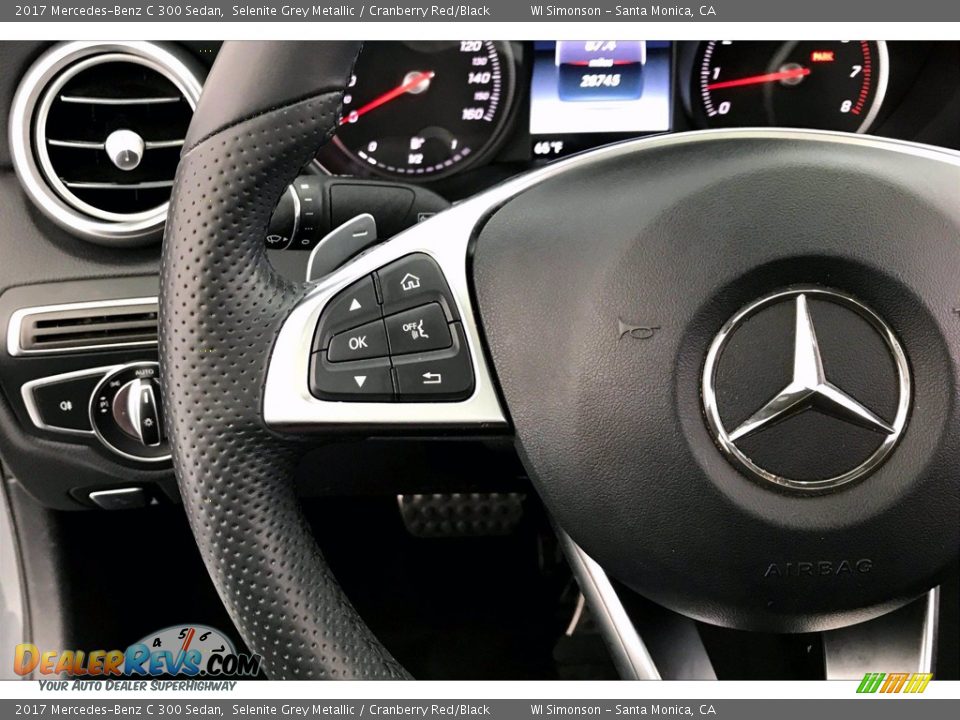 2017 Mercedes-Benz C 300 Sedan Selenite Grey Metallic / Cranberry Red/Black Photo #18