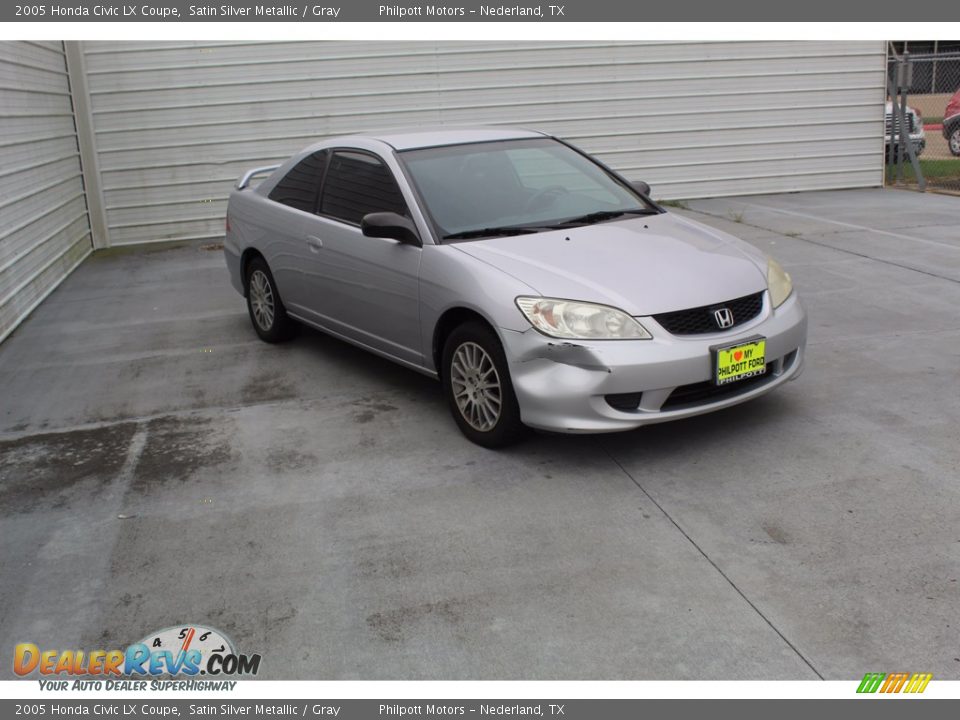 2005 Honda Civic LX Coupe Satin Silver Metallic / Gray Photo #2