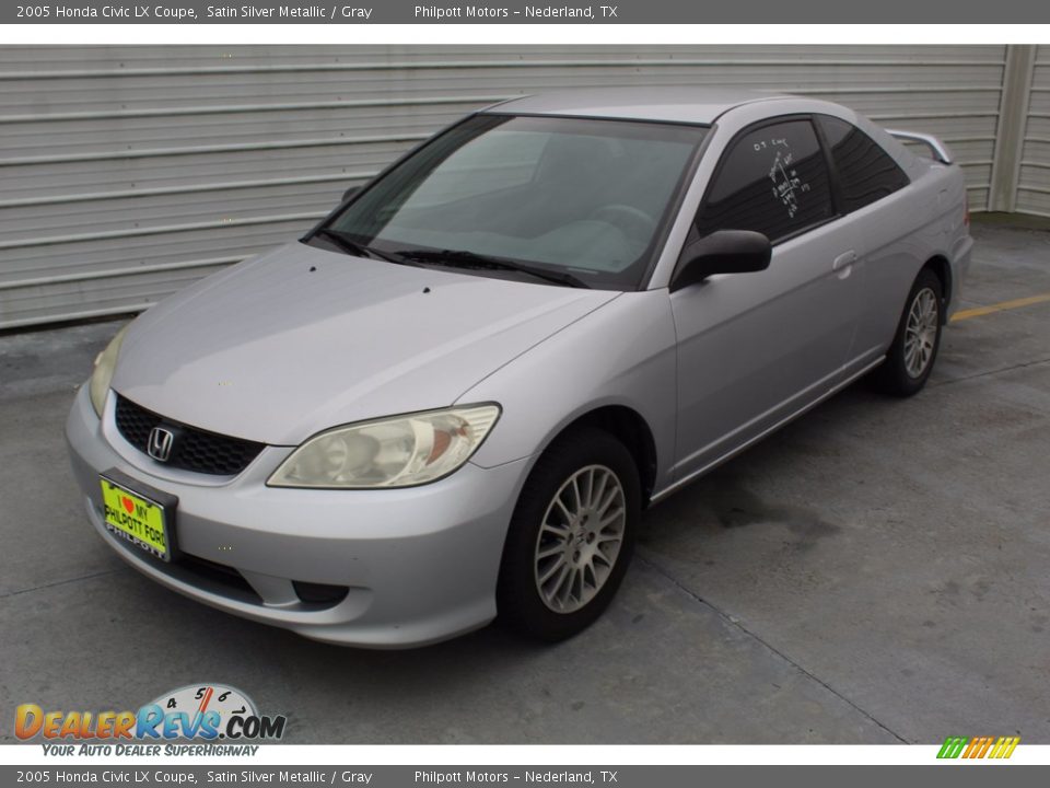 2005 Honda Civic LX Coupe Satin Silver Metallic / Gray Photo #4