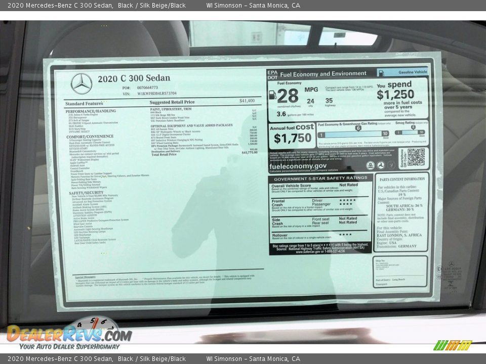 2020 Mercedes-Benz C 300 Sedan Black / Silk Beige/Black Photo #10