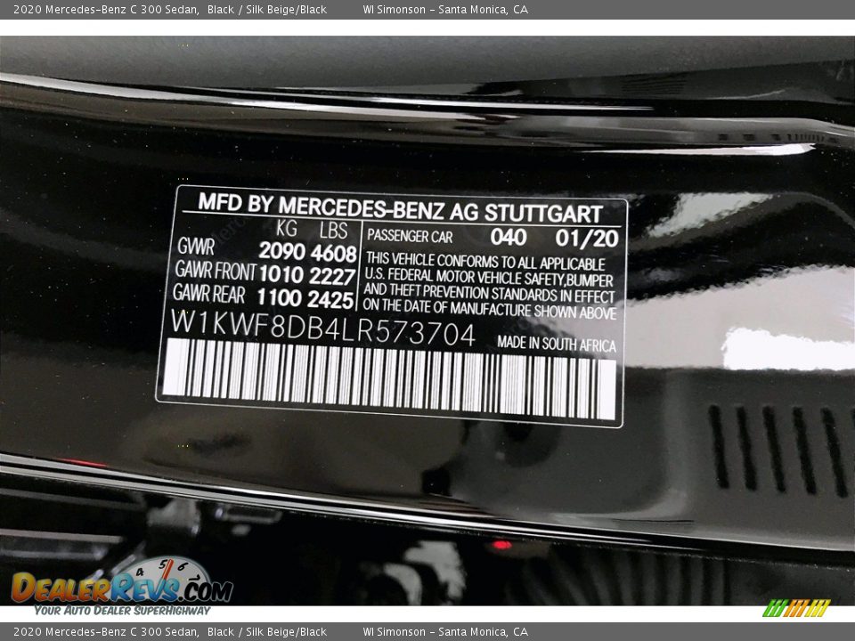 2020 Mercedes-Benz C 300 Sedan Black / Silk Beige/Black Photo #11