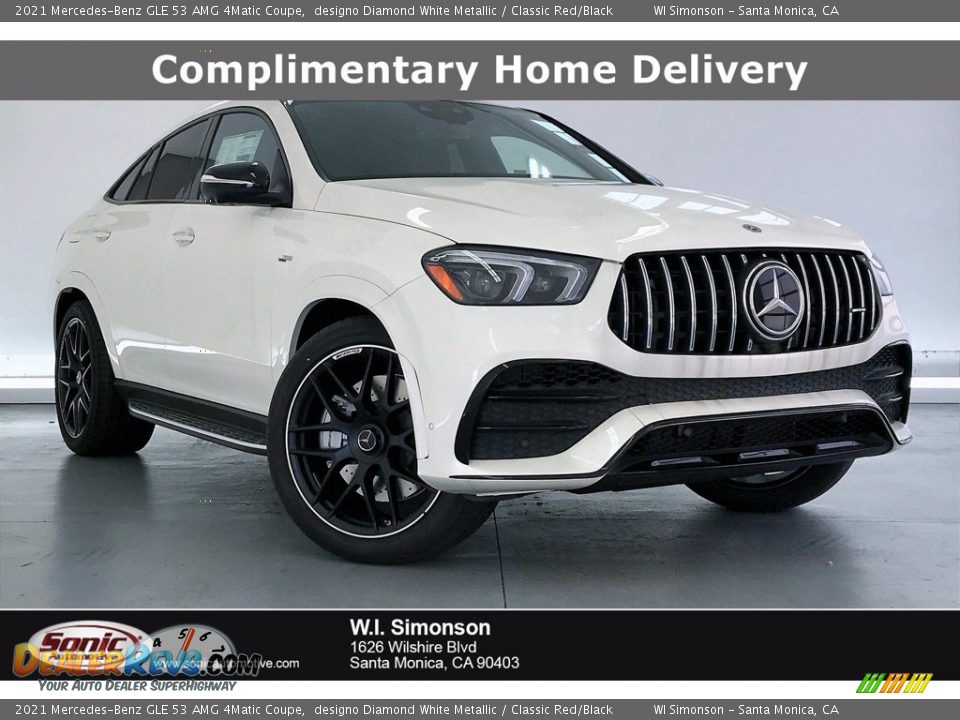 2021 Mercedes-Benz GLE 53 AMG 4Matic Coupe designo Diamond White Metallic / Classic Red/Black Photo #1