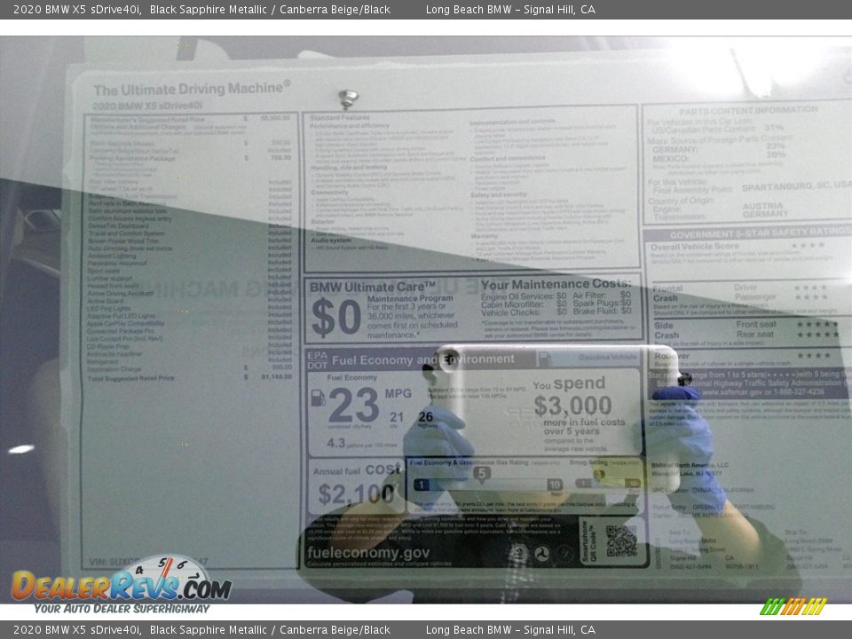 2020 BMW X5 sDrive40i Black Sapphire Metallic / Canberra Beige/Black Photo #17
