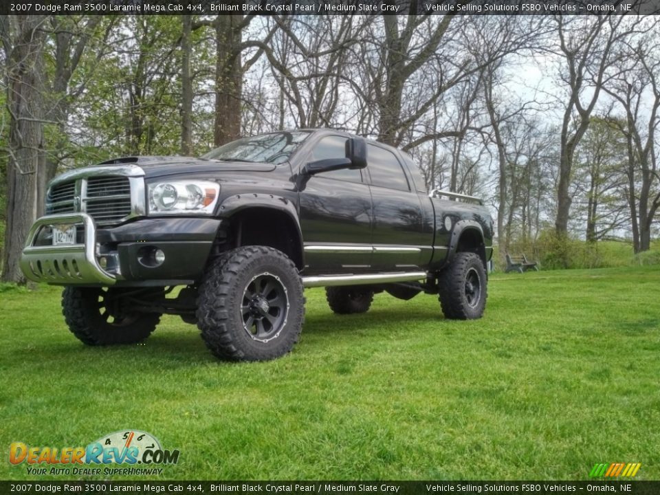 2007 Dodge Ram 3500 Laramie Mega Cab 4x4 Brilliant Black Crystal Pearl / Medium Slate Gray Photo #2