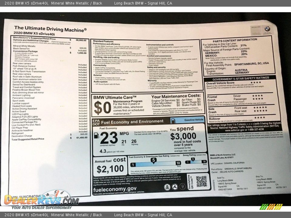 2020 BMW X5 sDrive40i Mineral White Metallic / Black Photo #17
